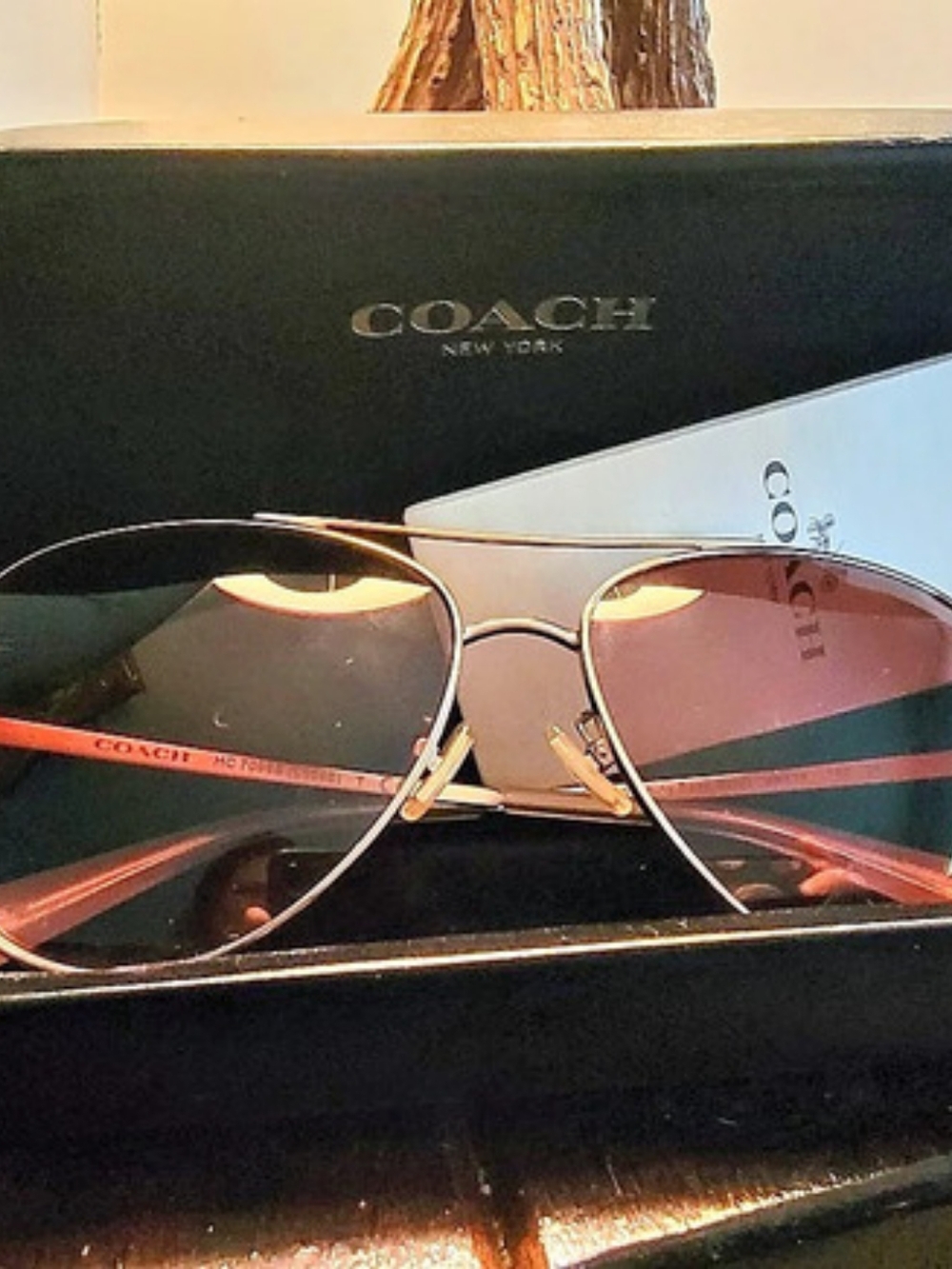 Coach HC 7098B (L1085) ) Brown & Gold Aviator Glasses Like New